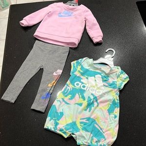 Bundle of Nike Sweatshirt and Pants and Adidas Romper